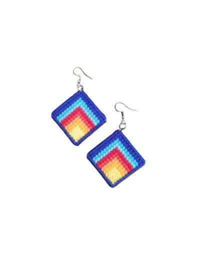 Aretes elaborados en tejido Bargello - Pájaros y naturaleza