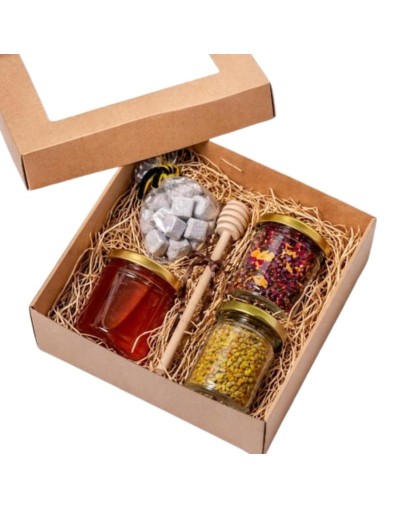 Caja dulce apícola | Miel, polen y dulces naturales en caja regalo