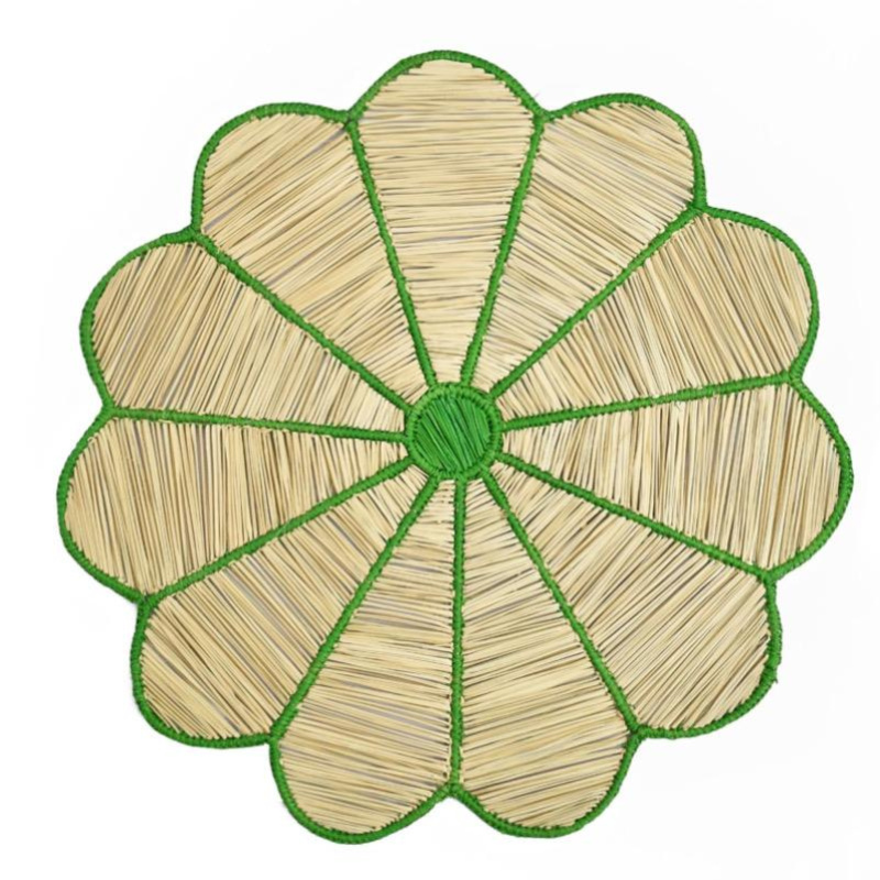 Individuales tejidos en forma de flor set de 4 hechos a mano, curados, lujosos