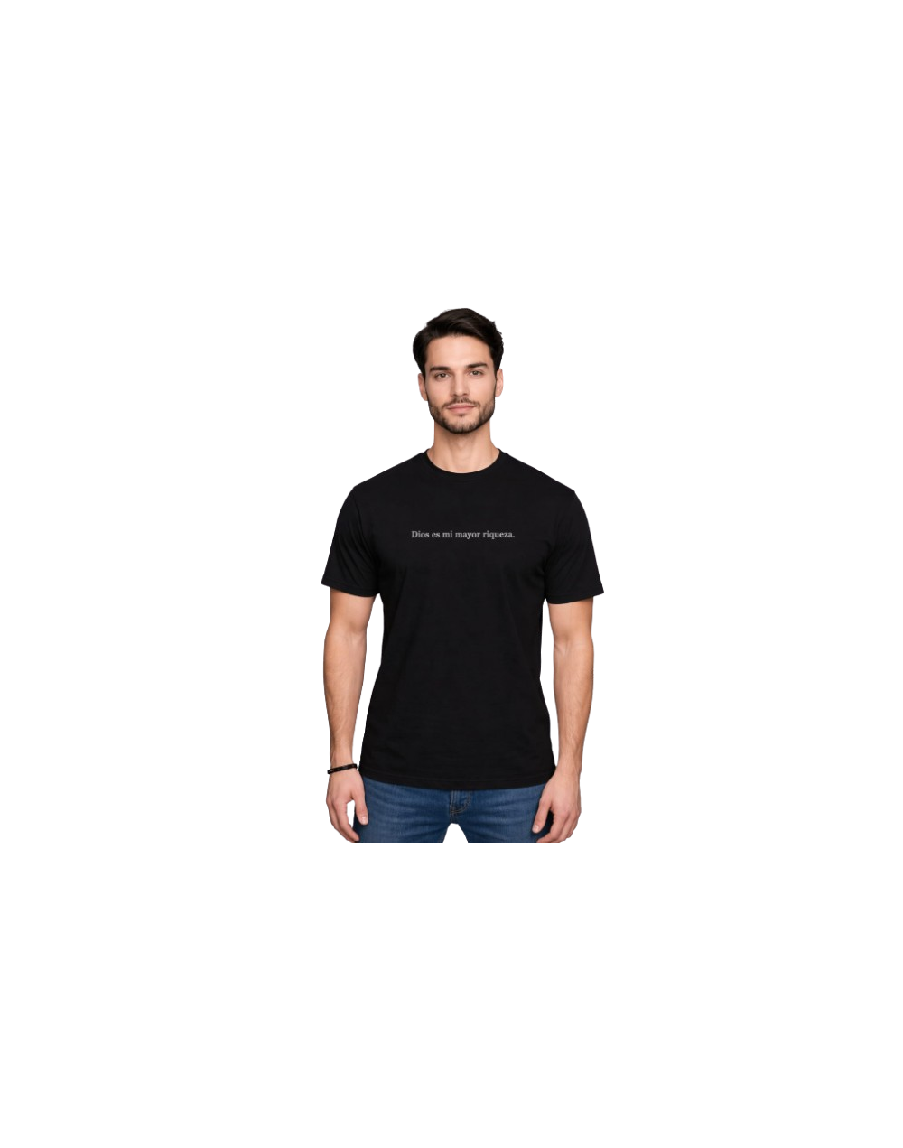 Camiseta Negra – Bordado Dios es mi mayor riqueza