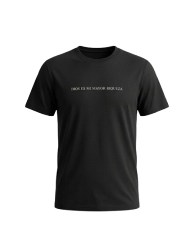 Camiseta Negra – Bordado Dios es mi mayor riqueza