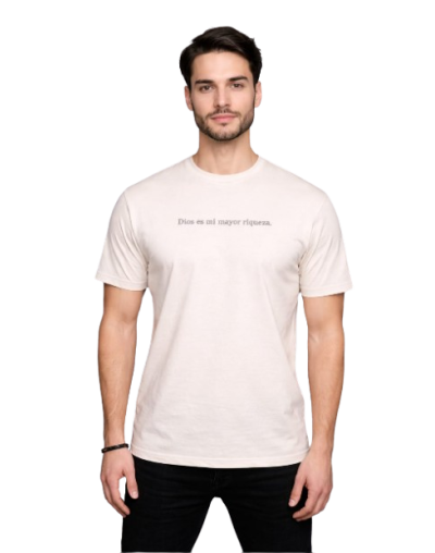 Camiseta Crema – Bordado Dios es mi mayor riqueza