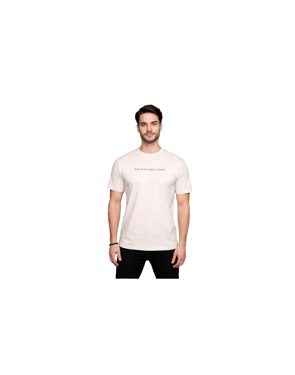 Camiseta Crema – Bordado Dios es mi mayor riqueza