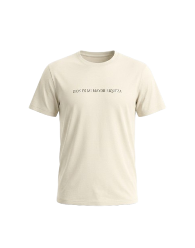 Camiseta Crema – Bordado Dios es mi mayor riqueza