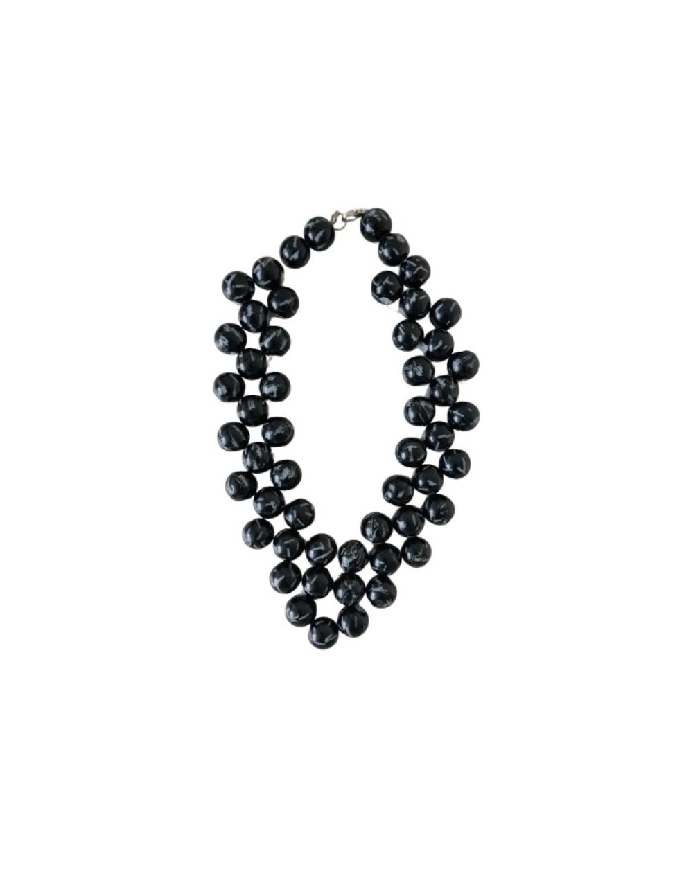 Collar de perlas checas marmoleadas en "V"