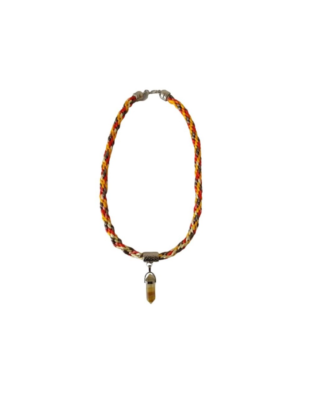 Collar Kumihimo en hilo seda multicolor y citrino 