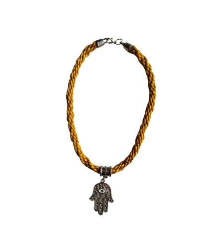 Collar Kumihimo en hilo dorado y dije plateado 