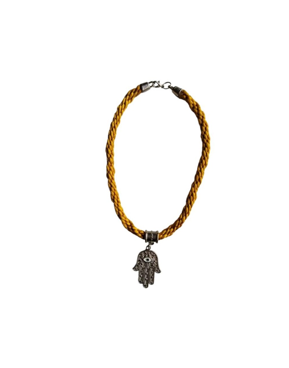 Collar Kumihimo en hilo dorado y dije plateado 
