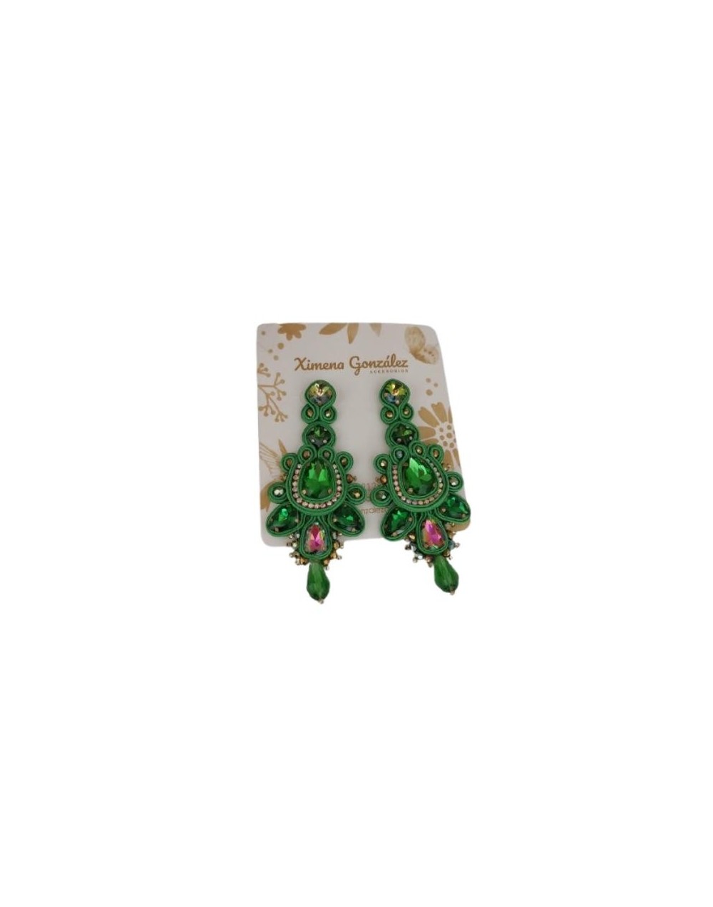 Aretes en soutache verde