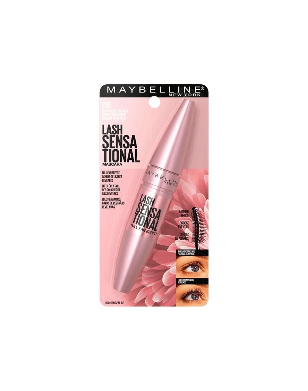 Maybelline Lash Sensational Máscara 253 Blackest Black Lavable