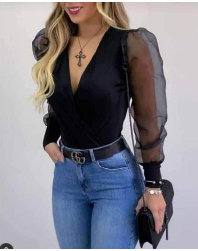 Blusa body manga ancha en velo