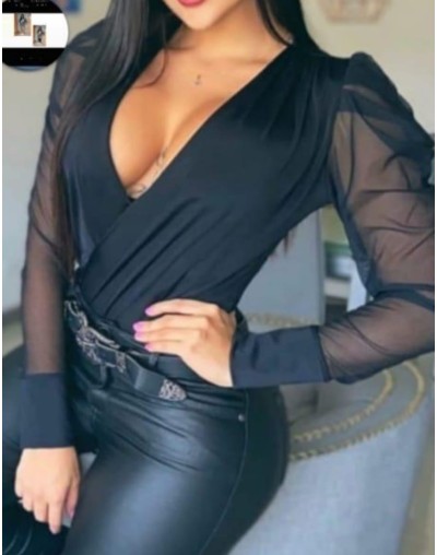 Blusa body manga ancha en velo