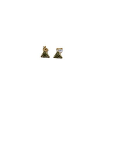 Aretes Topito Pirámide - Oro Laminado y Cristal Verde