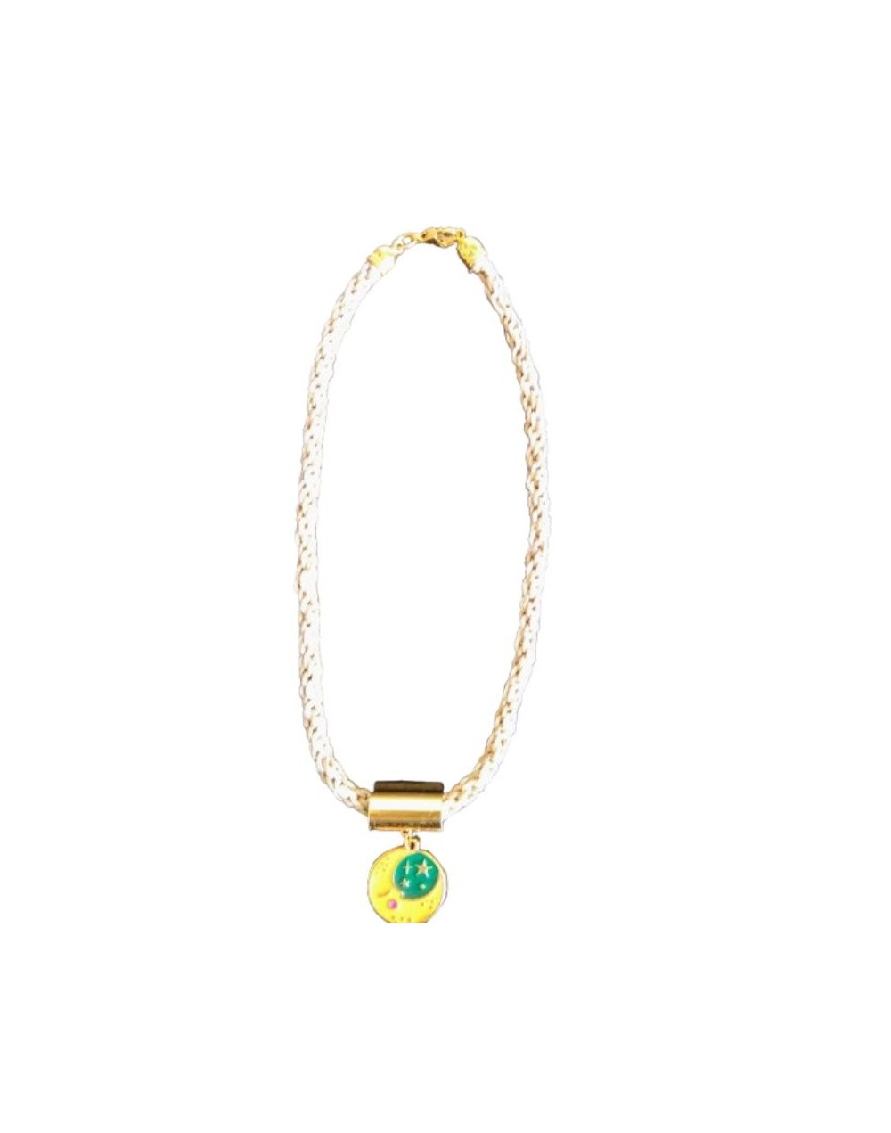 Collar Kumihimo en hilo chino beige y café 