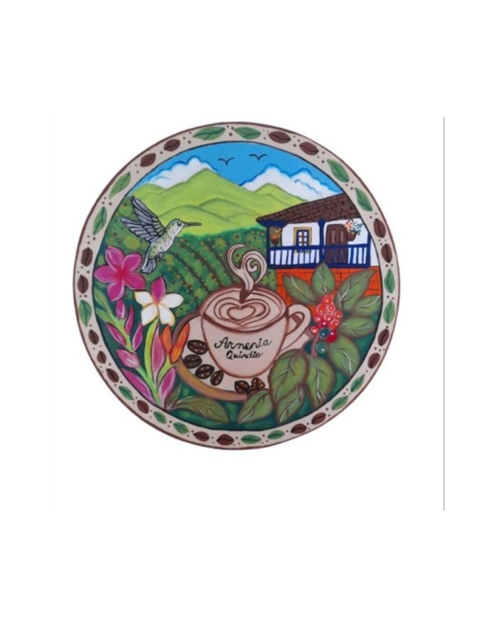 ☕🌺 Tabla de Quesos Artesanal Armenia Quindío – Pintada a Mano en Técnica Country