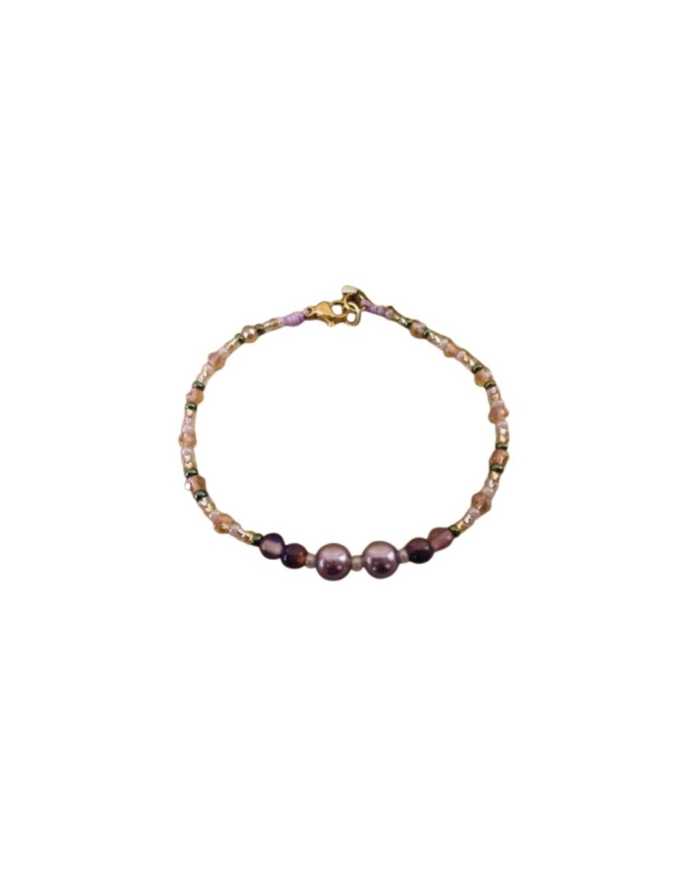 PULSERA EN PIEDRAS NATURALES AMATISTAS Y PERLA
