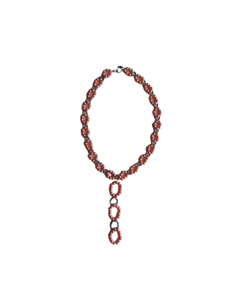 Collar de Perlas Sintéticas Salmón 