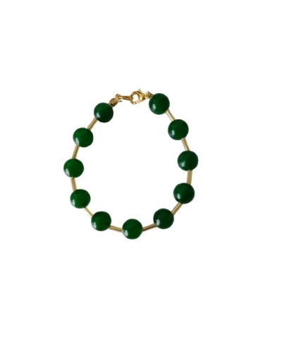 Pulsera de Jade y Canutillos Dorados 