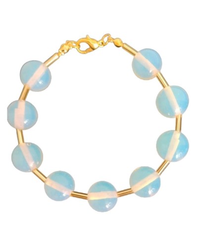 Pulsera de Opalina y Canutillos Dorados 