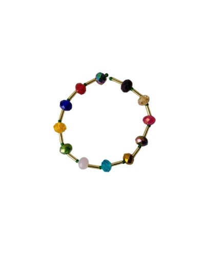 Pulsera elástica de muranos multicolor y canutillos dorados canutillos 