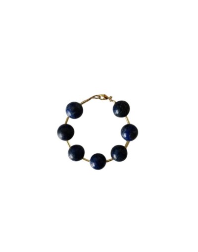 Pulsera de Lapislázulis y Canutillos Dorados 