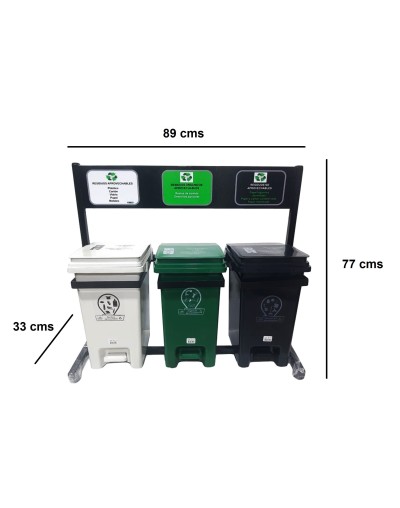 Punto ecológico pedal de 20 litros de tres puestos para residuos 