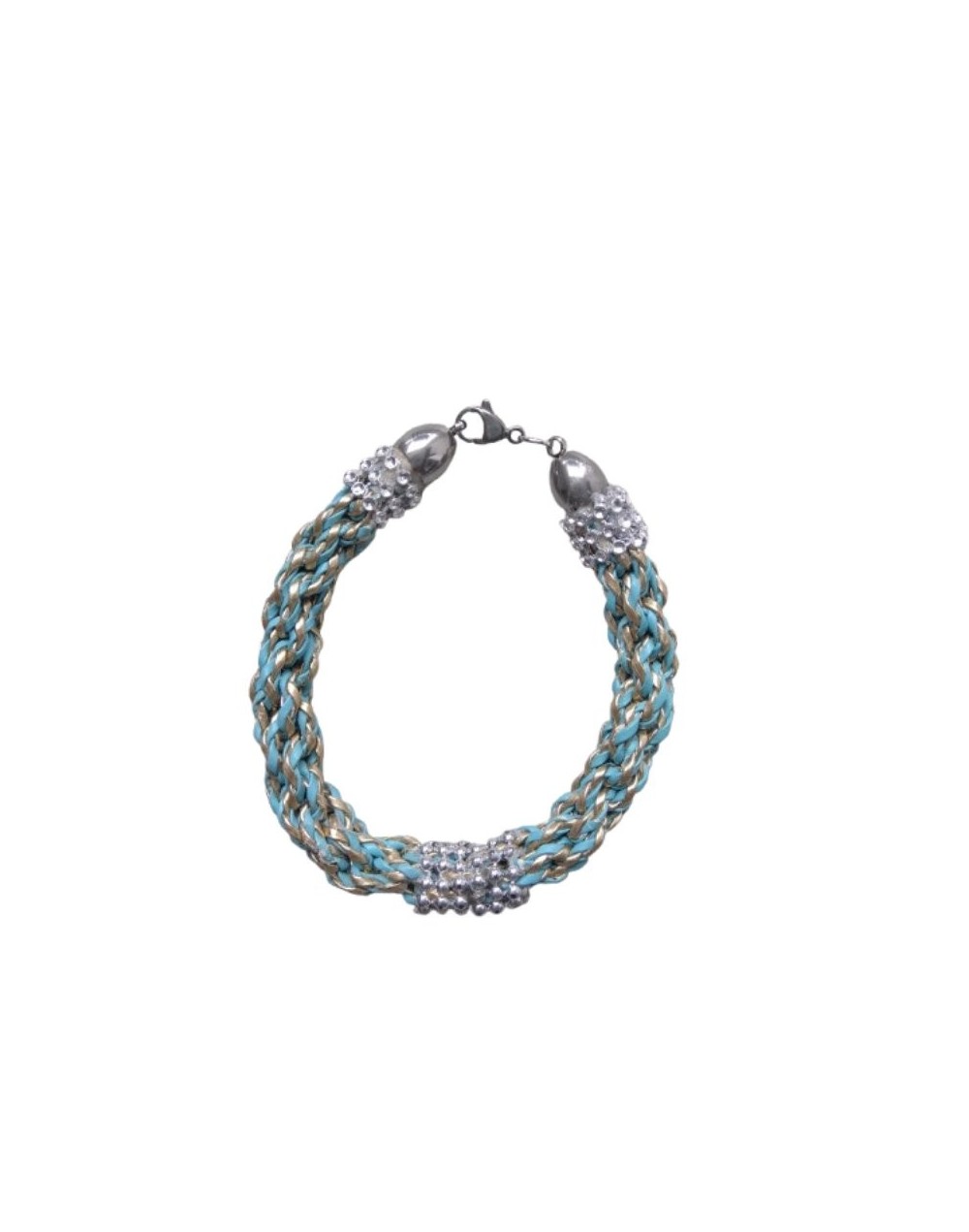Pulsera Kumihimo En Cuerina Azul y Dorada 