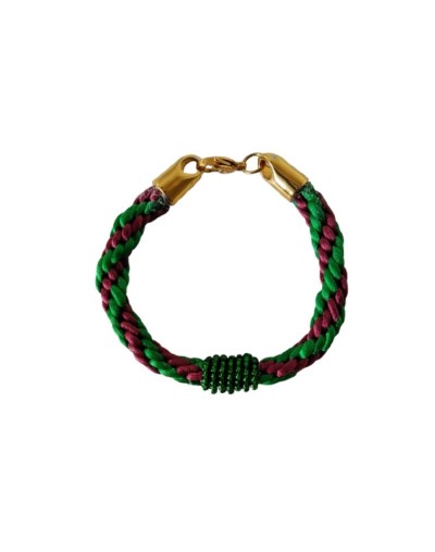 Pulsera Kumihimo Verde y Vinotinto 