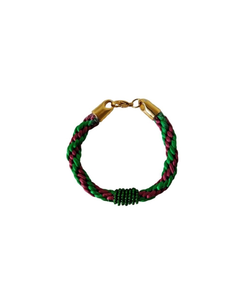 Pulsera Kumihimo Verde y Vinotinto 