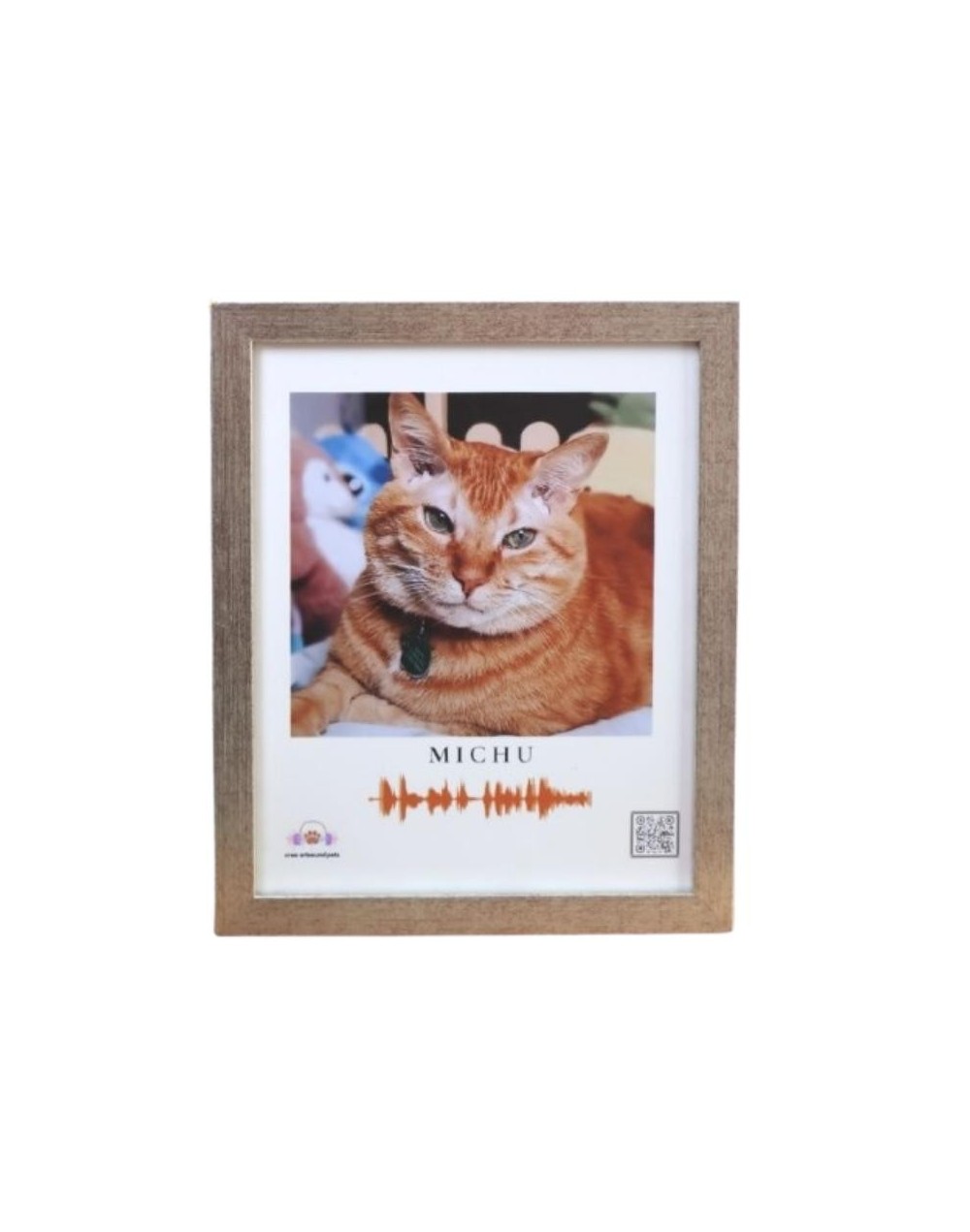 Marco Plata con Onda Sonora y QR — Arte Personalizado Bogotá | Crea Artsound Pets