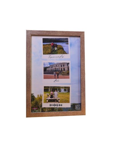  Marco color plata con Onda Sonora y QR — Regalo Personalizado Bogotá | Crea Artsound Gifts