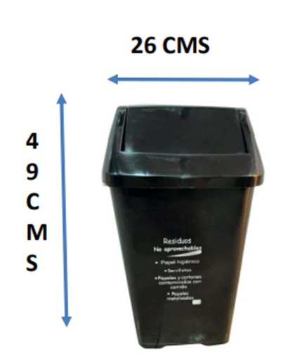 Caneca Plástica de 21 Litros Tapa Vaivén Ref VAI7702