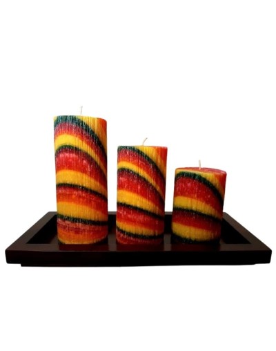 Velas Cilindros Rústicos con base en madera