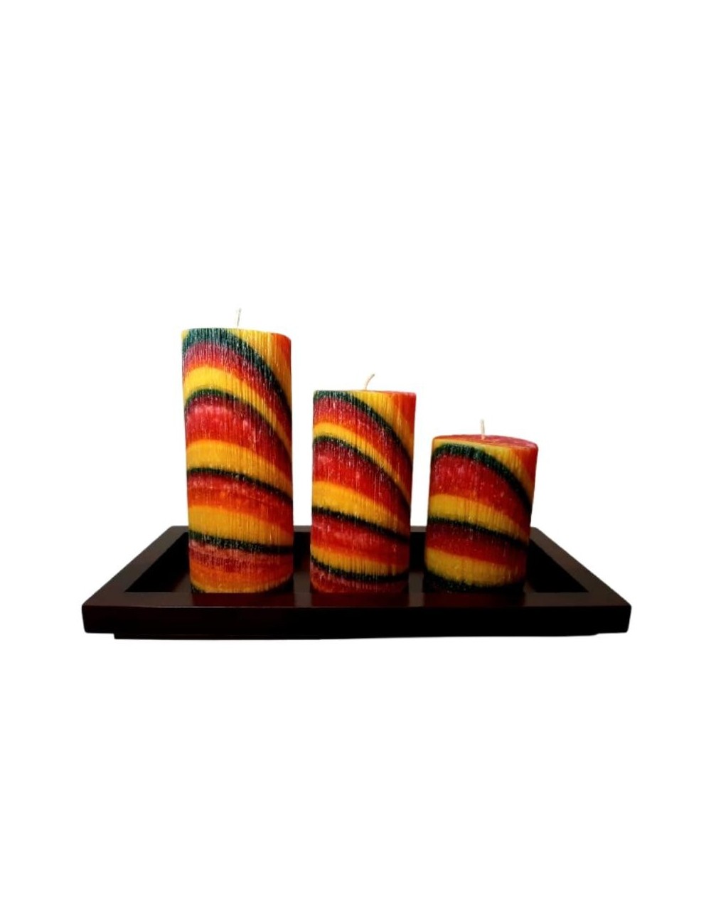 Velas Cilindros Rústicos con base en madera