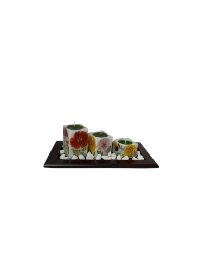 Velas Cuadradas Flores en Escala X 3