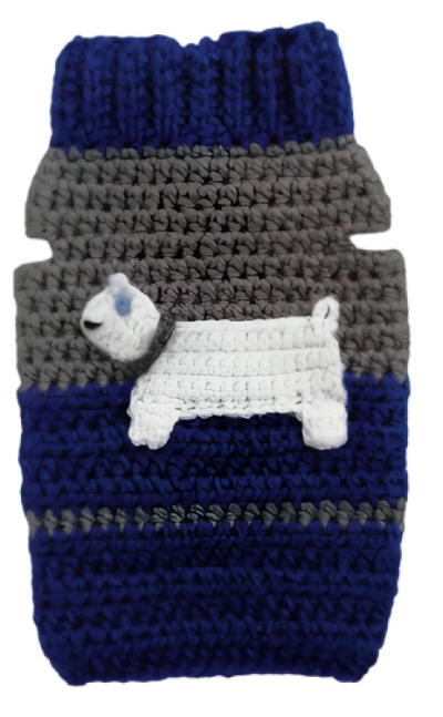 Saco tejido en crochet talla xxs sin mangas color gris y azul