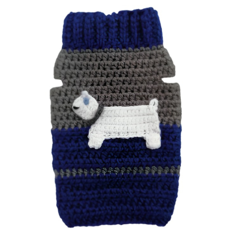 Saco tejido en crochet talla xxs sin mangas color gris y azul