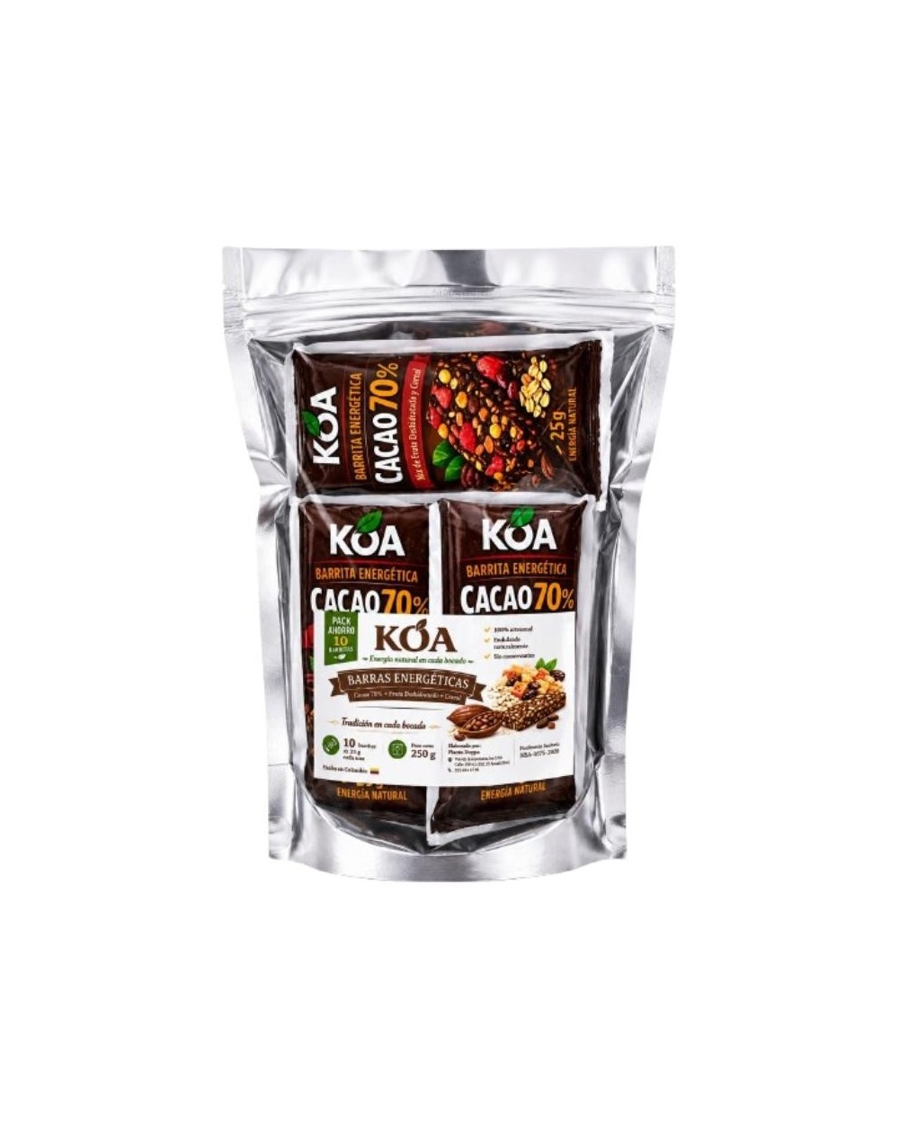 Barras Energéticas KOA Cacao 70%-10 barras