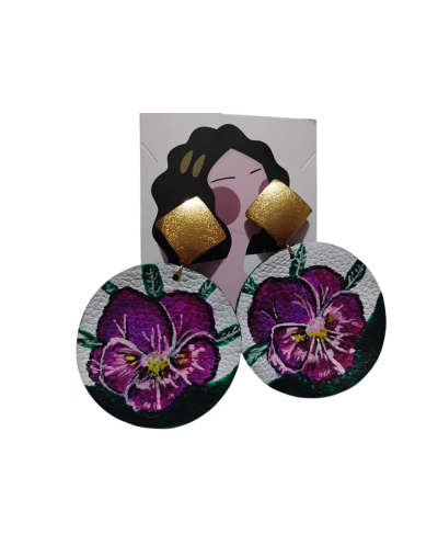 Aretes de cuero pintados a mano