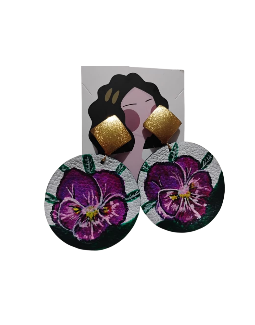 Aretes de cuero pintados a mano