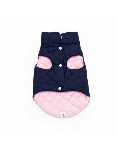 Chaleco Impermeable para Perro Doble Faz (3XL) Rosado con Azul marino