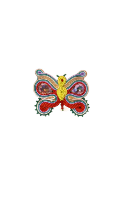 Prendedor mariposa colores en soutache