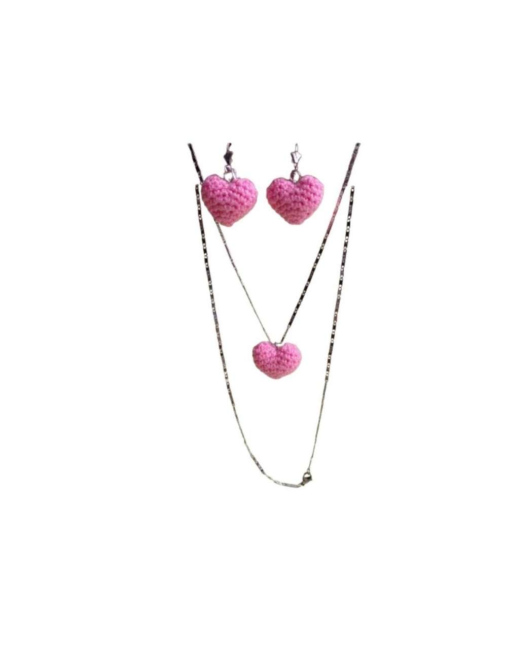Aretes y collar corazón 
