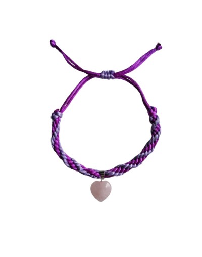 Collar Kumihimo Para Mascotas En Hilo Seda y Cuarzo Rosa 