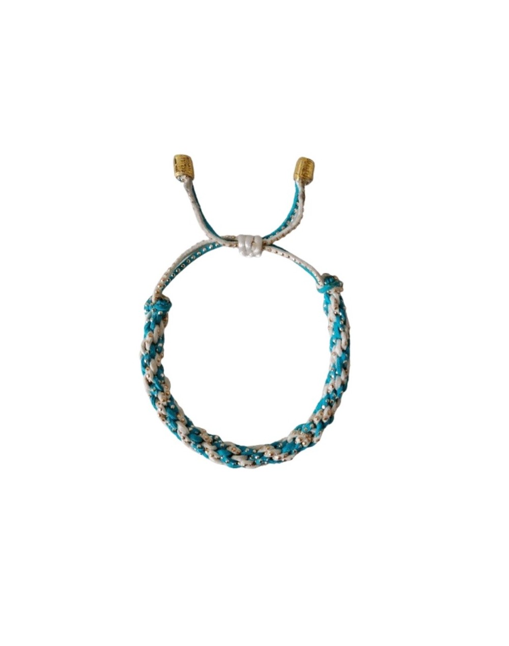 Collar Kumihimo Para Mascotas En Cuerina Azul y Blanca Brillante 