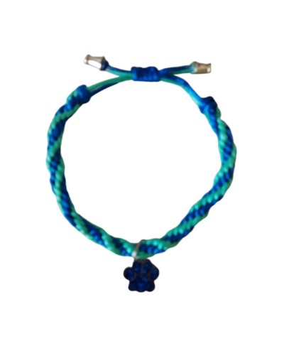 Collar Kumihimo Para Mascotas en Hilo Seda Verde y Azul 