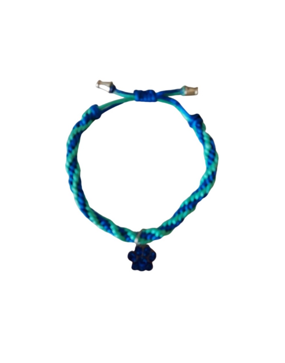 Collar Kumihimo Para Mascotas en Hilo Seda Verde y Azul 