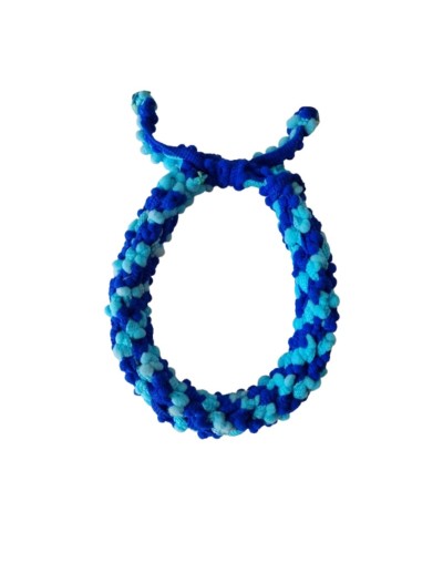Collar Kumihimo Para Mascotas En Hilo de Algodón Azul y Blanco 