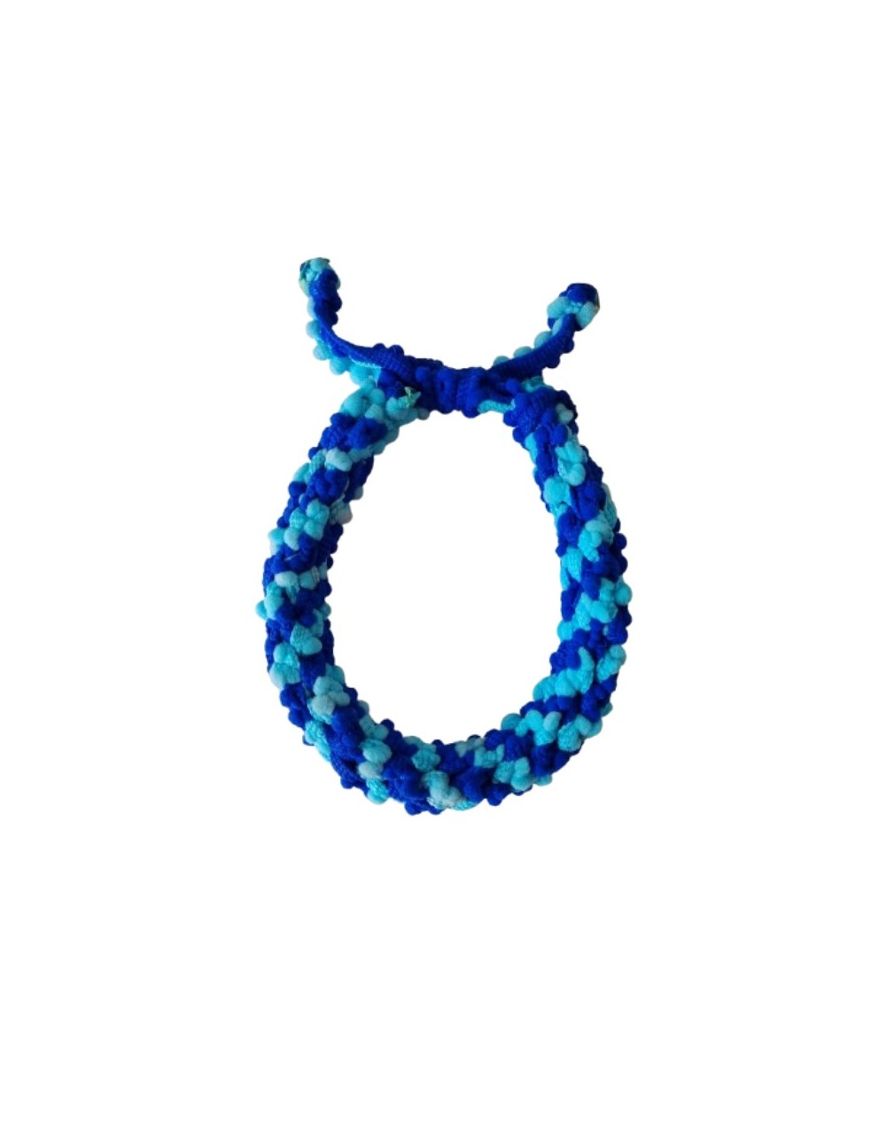 Collar Kumihimo Para Mascotas En Hilo de Algodón Azul y Blanco 