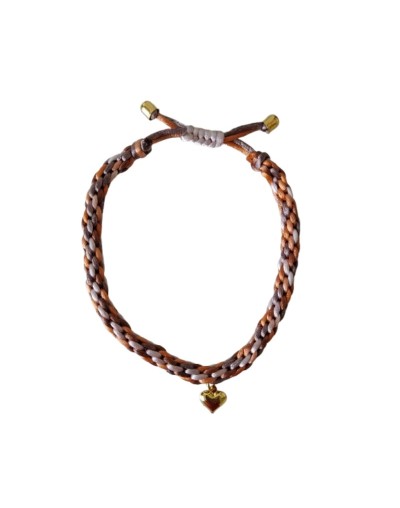 Collar Kumihimo Mascotas En Hilo Seda Cobrizo 